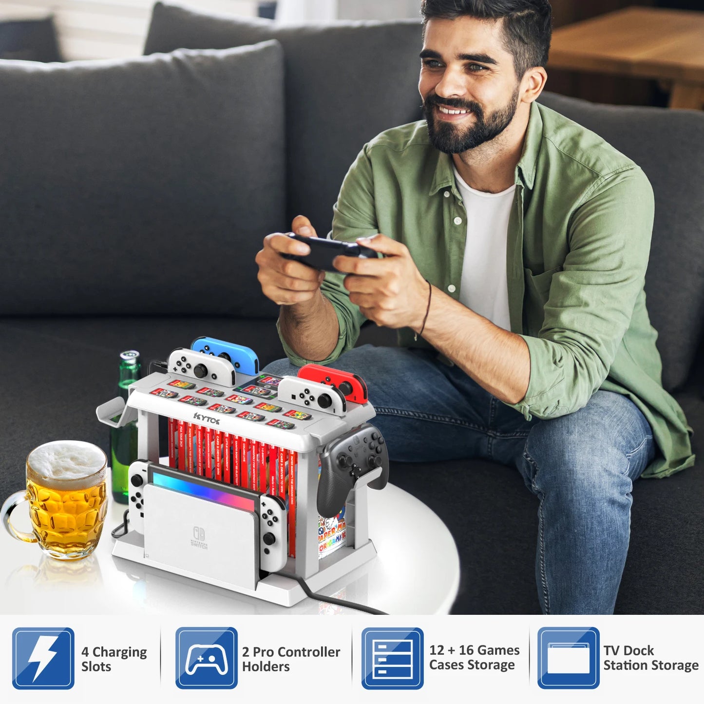 OIVO For Switch Joycon Charger Switch Game Storage Tower Pro Controller Holder For Nintendo Switch OLED Charging Dock Station