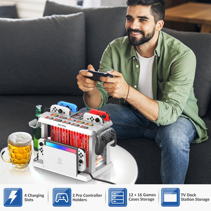 OIVO For Switch Joycon Charger Switch Game Storage Tower Pro Controller Holder For Nintendo Switch OLED Charging Dock Station