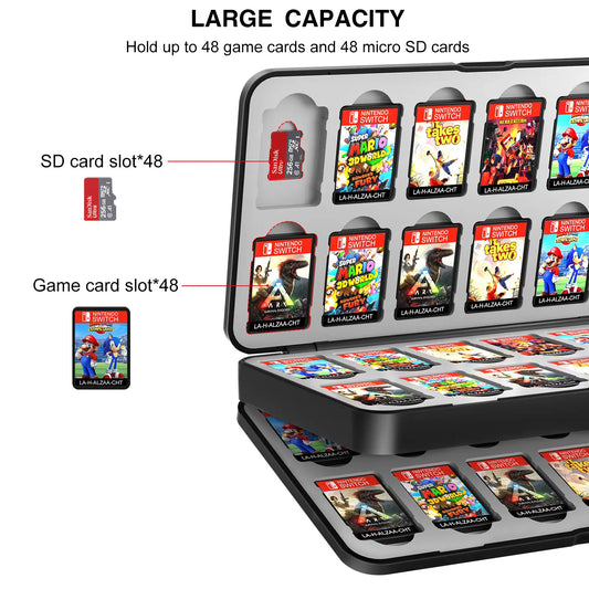 48 In 1 Switch Game Card Storage Case Magnetic Switch Game Card Box Game Accessories with Soft Silicone Lining