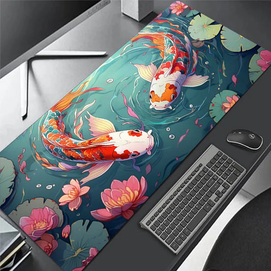 Chinese Style Carp Mouse Pad Large Gaming E-Sports Mousepad Office Keyboard HD Computer Accessory Non-Slip Mat Gift for Teen