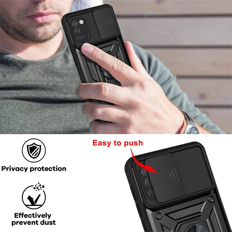 Armor Shockproof Phone Case For Samsung Galaxy A50 A30s A20 A10 A11 A21s A31 A51 A71 4G 5G Metal Ring Stand Holder Cover Funda