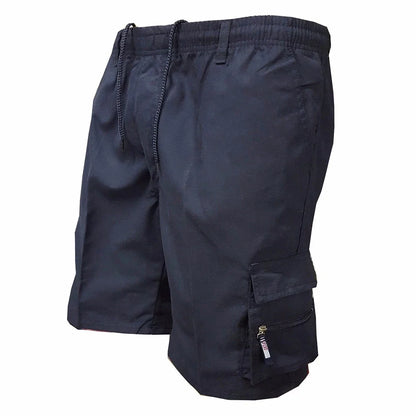 Men's Tactical Shorts Summer Casual Cargo Shorts Knee-length Multi-pockets Elastic Waist Work Hiking Overalls Short Pants Male