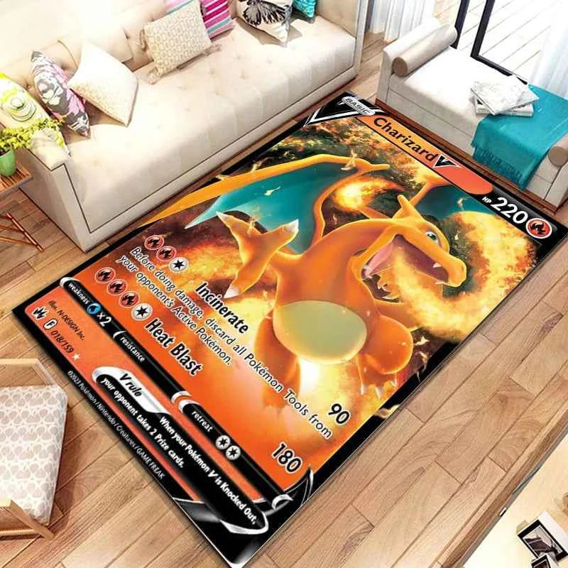 Pokemon Anime Card Pattern Large Area Rug 3D Carpet for Home Living Room Children's Bedroom Sofa Non-slip Kids Doormat Decor M