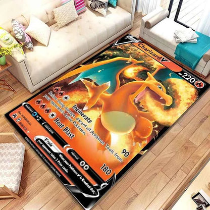 Pokemon Anime Card Pattern Large Area Rug 3D Carpet for Home Living Room Children's Bedroom Sofa Non-slip Kids Doormat Decor M