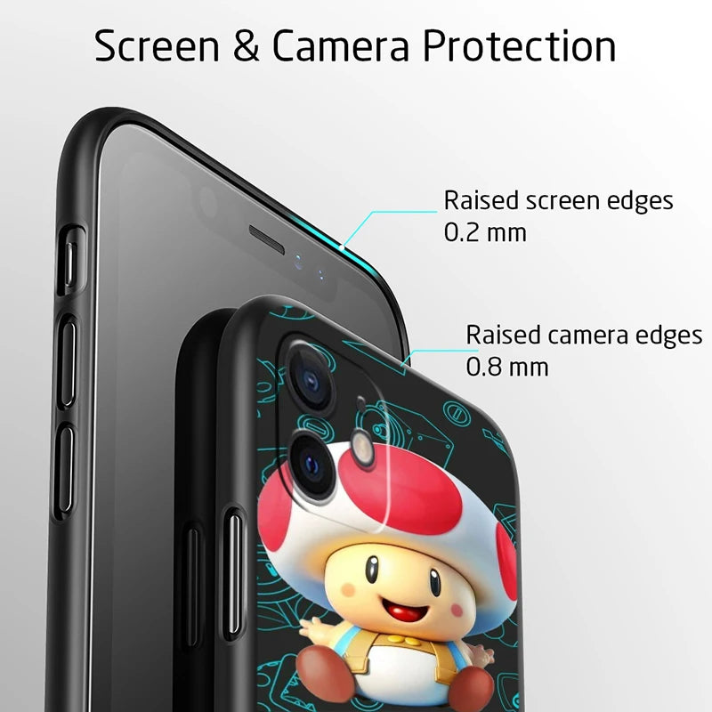 Mario Brossss Game Art For Apple iPhone 14 13 12 11 X XS XR 8 7 6 Pro Plus Max Mini 5 SE Black Phone Case