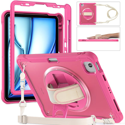 Fit iPad Air 11” 2024( 6th Gen M2) Hand shoulder Strap 360 Rotatable Kickstand Rugged Protective Case For iPad Air 11 Inch 2024