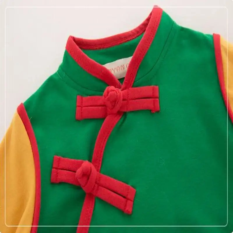 2026 Spring New Baby Boy Romper Cotton Chinese style Long Sleeve Romper Newborn Overalls Baby Clothes 0-2Y E12391