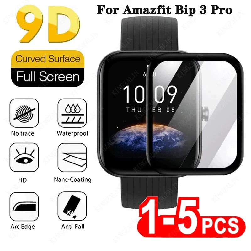 Glass for Huami Amazfit Bip 3 5pro Bip U pro Screen Protector Coverage Curverd Protective Glass for Amazfit Bip 3 pro Soft Glass