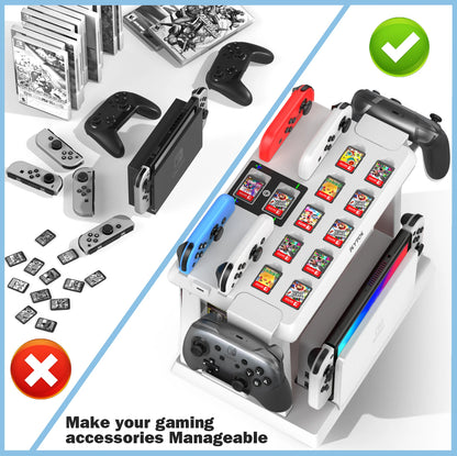 OIVO For Switch Joycon Charger Switch Game Storage Tower Pro Controller Holder For Nintendo Switch OLED Charging Dock Station