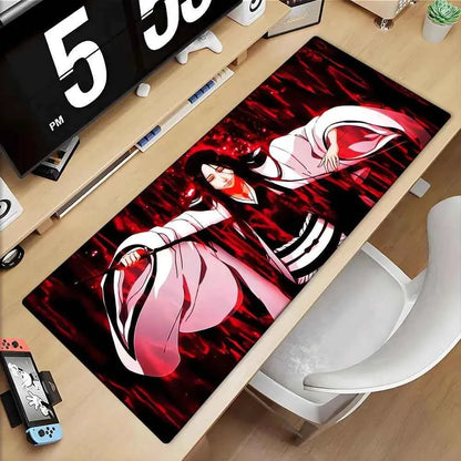 Large Mouse Pad black white Anime BLEACH Mause Mats Gaming Accessories Office Gamer Keyboard Desk Mat Unohana Retsu Mousepad