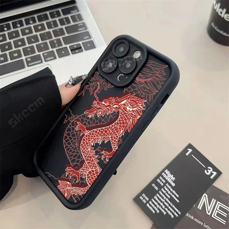 Luxury Fashion China East Dragon Soft Phone Case For iPhone 11 12 13 14 15 Pro Max XR XS X 7 8 Plus SE 2020 Silicone INS Covers