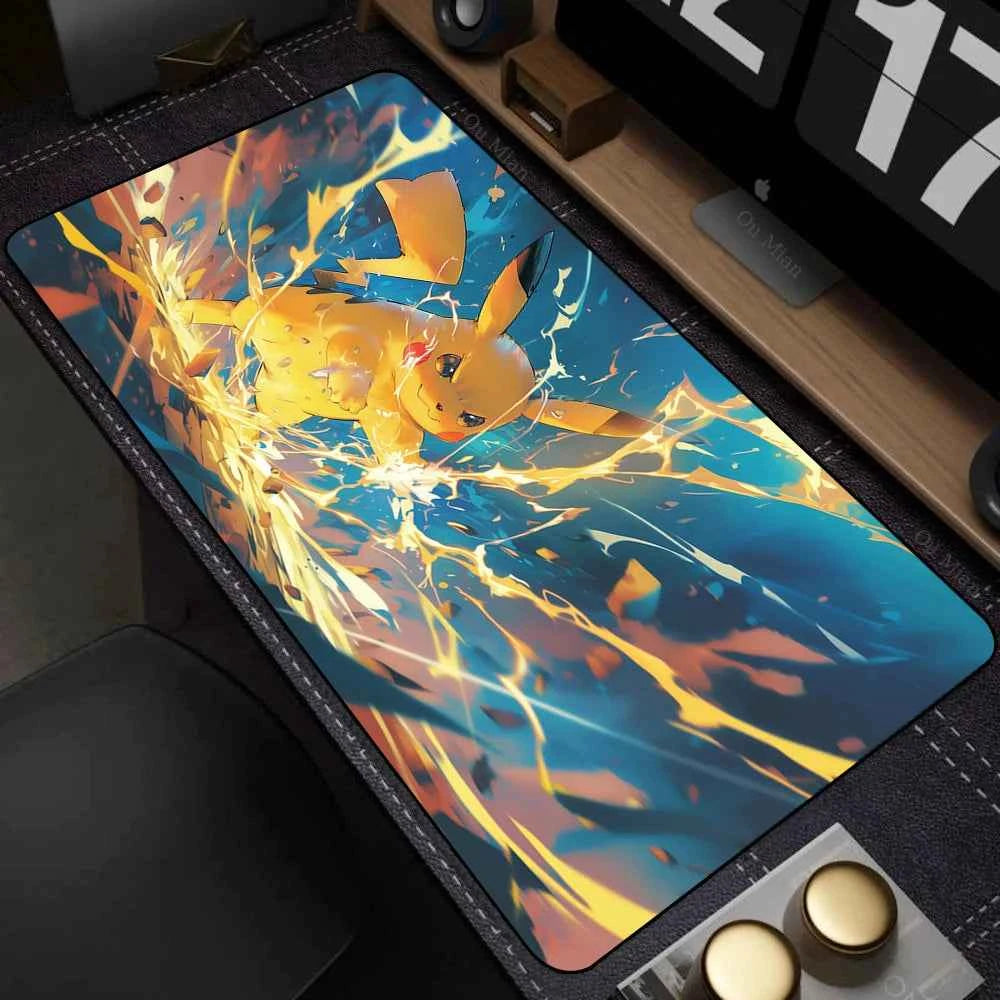 Leather Mouse Pad Pokemon Pikachu Mouse Mat Desk Mousepad For LOL Lockedge Large Gaming Accessories Computer Gamer Keyboard Pad