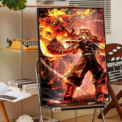 Anime Demon Slayer R-Rengoku Kyoujurou Poster Anime Posters Sticky HD Quality Wall Art Retro Posters for Home Kawaii Room Decor