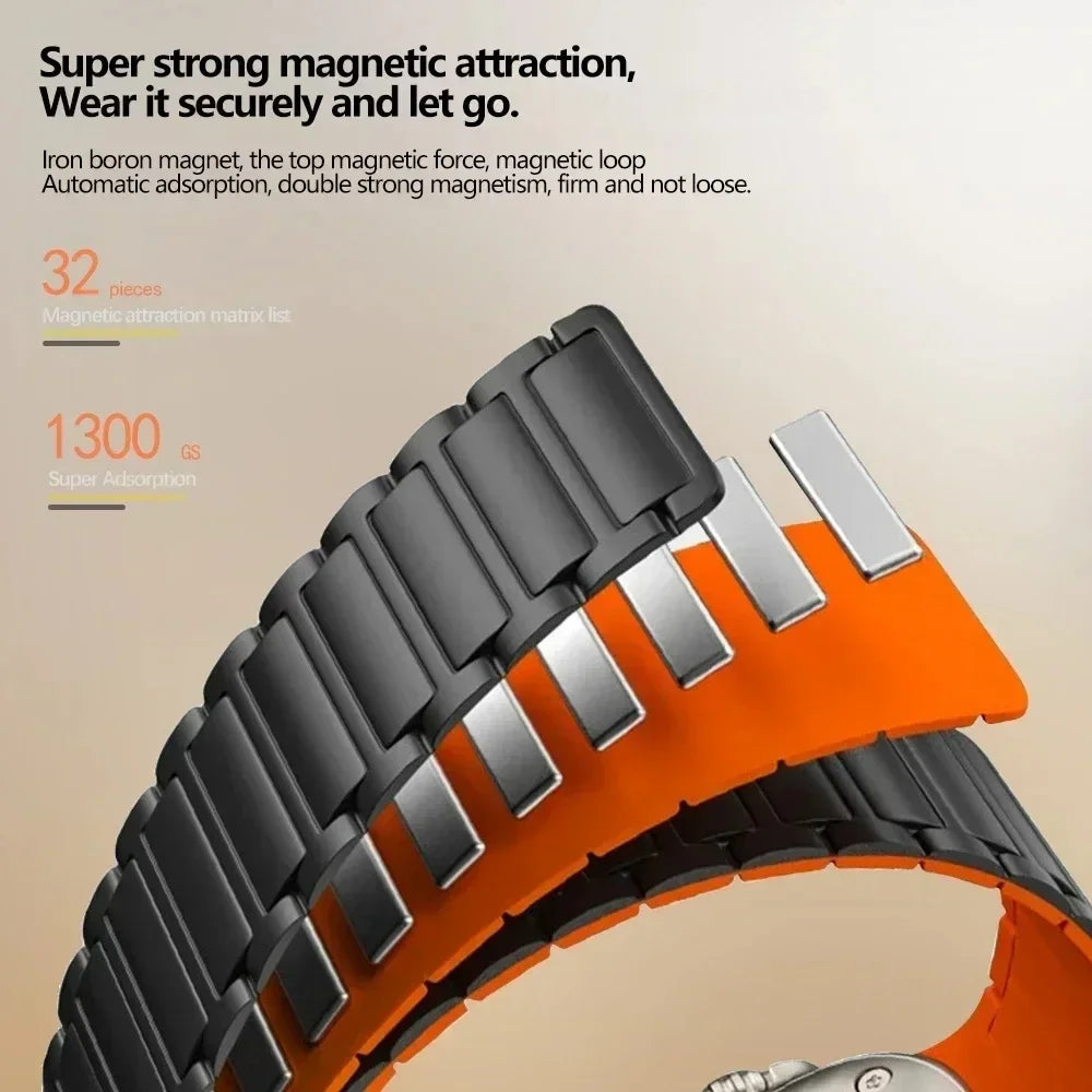 Magnetic Sports Band for Apple Watch Ultra 2 49mm 45mm 44mm 42mm 38 40 41mm Silicone Strap for IWatch Series Ultra 2 9 8 7 6 5 4