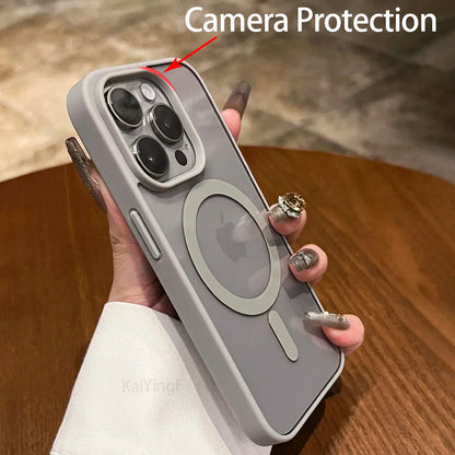 Luxury Magsafe Transparent Case for iPhone 17/16/15/14/13/12/11 Pro Max Plus Air - Magnetic Wireless Charging Clear Cover