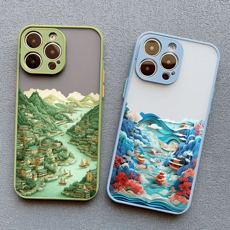 Phone Case For iPhone 15 11 14 Pro Max 13 12 Pro Max 14 7 8 Plus X XR XS Fashion Magnificent Mountains And Rivers Scenery Cover