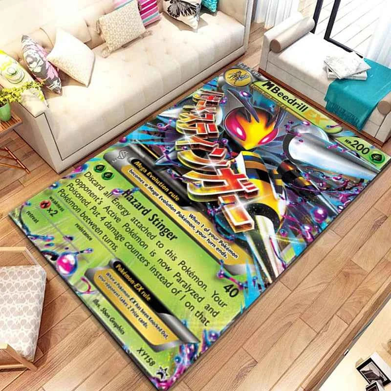 Pokemon Anime Card Pattern Large Area Rug 3D Carpet for Home Living Room Children's Bedroom Sofa Non-slip Kids Doormat Decor M