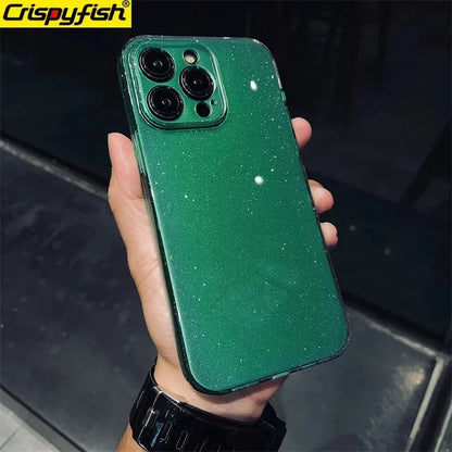 Original Luxury Black Glitter Case For iPhone 16 Pro 15 11 12 13 14 Pro Max XR XS SE 7 8 Plus Soft TPU Shockproof Silicone Cover