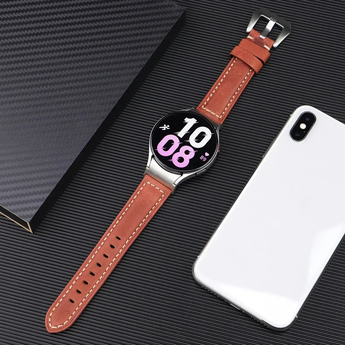 No Gaps Leather Strap For Samsung Galaxy Watch 6 Classic 47mm 43mm 6/5/4 40mm 44mm Quick Fit Band For Watch 5Pro 45mm Bracelet