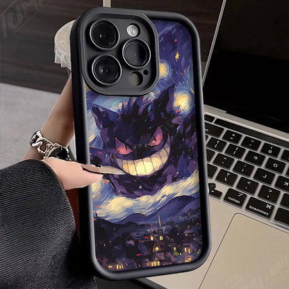 Oil Painting animation Case for iPhone 14 15 Pro Max 13 12 11 X XS XR 7 8 Plus SE 2020 Shockproof Soft Silicone Protective Cover