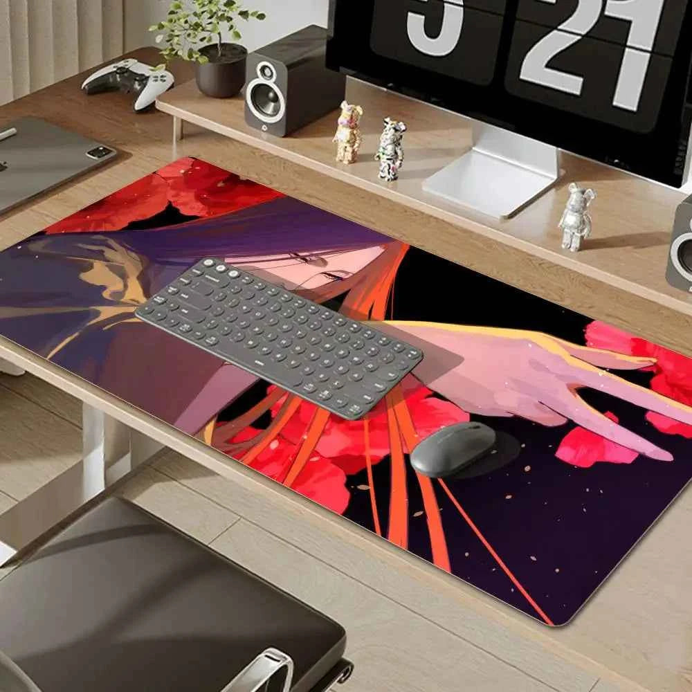 Large Mouse Pad black white Anime BLEACH Mause Mats Gaming Accessories Office Gamer Keyboard Desk Mat Unohana Retsu Mousepad