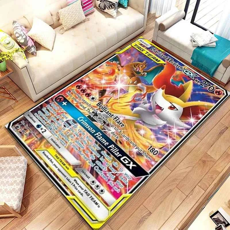 Pokemon Anime Card Pattern Large Area Rug 3D Carpet for Home Living Room Children's Bedroom Sofa Non-slip Kids Doormat Decor M