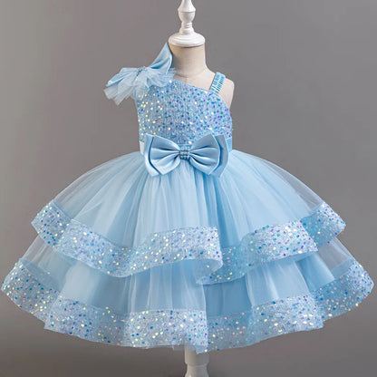 Flower Princess Sequins Baby Wedding Christmas Party Short Sleeveless Dress Birthday Party Wedding Flower Girl Sweet Cute Dress