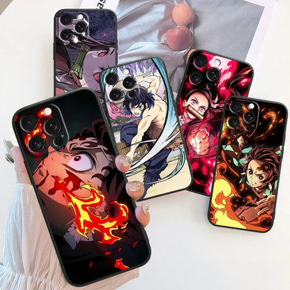 Anime D-Demon S-Slayer Self For Apple iPhone 16 15 14 13 12 11 XS XR X Pro Max Plus Mini Black Funda Phone Case