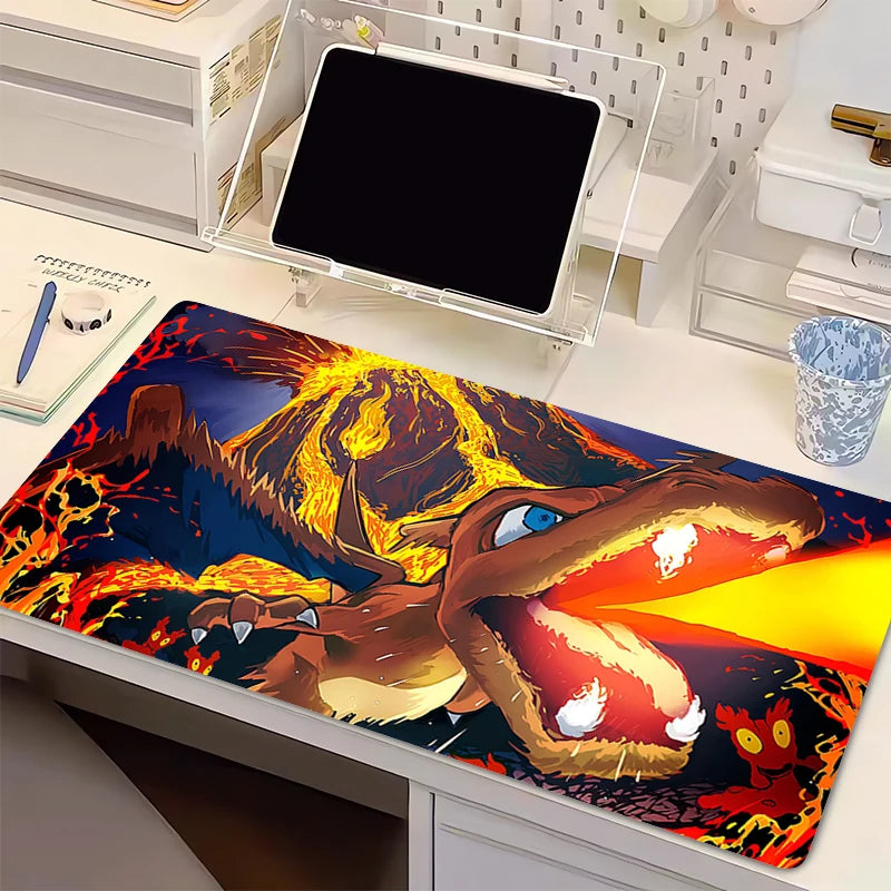 Mouse Pad Anime Flame Dragon PC Gamer Computer P-pokemonS Mousepad Varmilo C-charizard Keyboard Gaming Accessories Cute Desk Mat