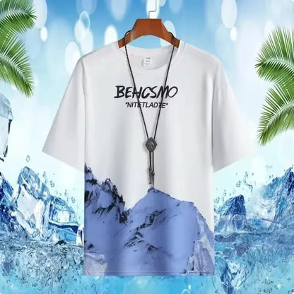 Loose Short Sleeve round Neck T-Shirt Thin Summer Casual Style for Men Breathable Streetwear Student Stall Short T-Shirt