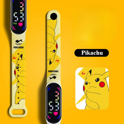 Pokemon Strap LED Electronic Watch New Cute Pikachu Gengar Waterproof Bracelet Fashion Boy Girl Digital Watches Birthday Gift