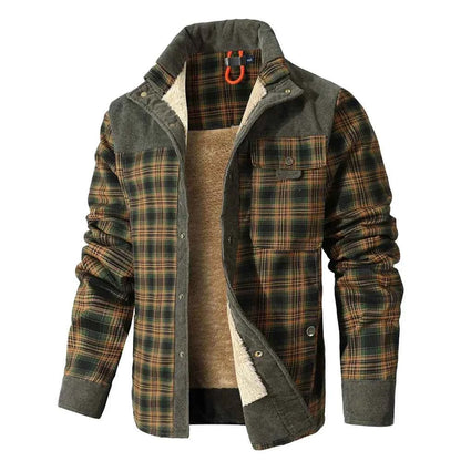 Men's Jackets Winter Windproof Warm Casual Bomber Coat Plaid Sherpa Lined Flannel Outdoor Classic Jacket Men US Size