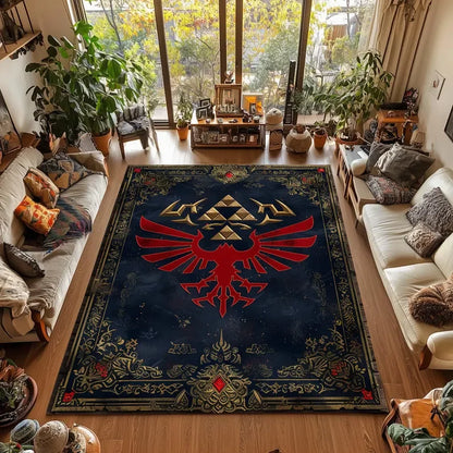Castle Rug Graffiti-Triforce Gamer Room Decor Gaming Rug for HHyrule Lovers Mystical Eclectic Gamer Christmas Gift