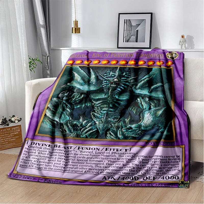 3D Monster Gold Card Cartoon  Yu-Gi-Oh Anime Dack Magician Game Soft Flannel Blanket
