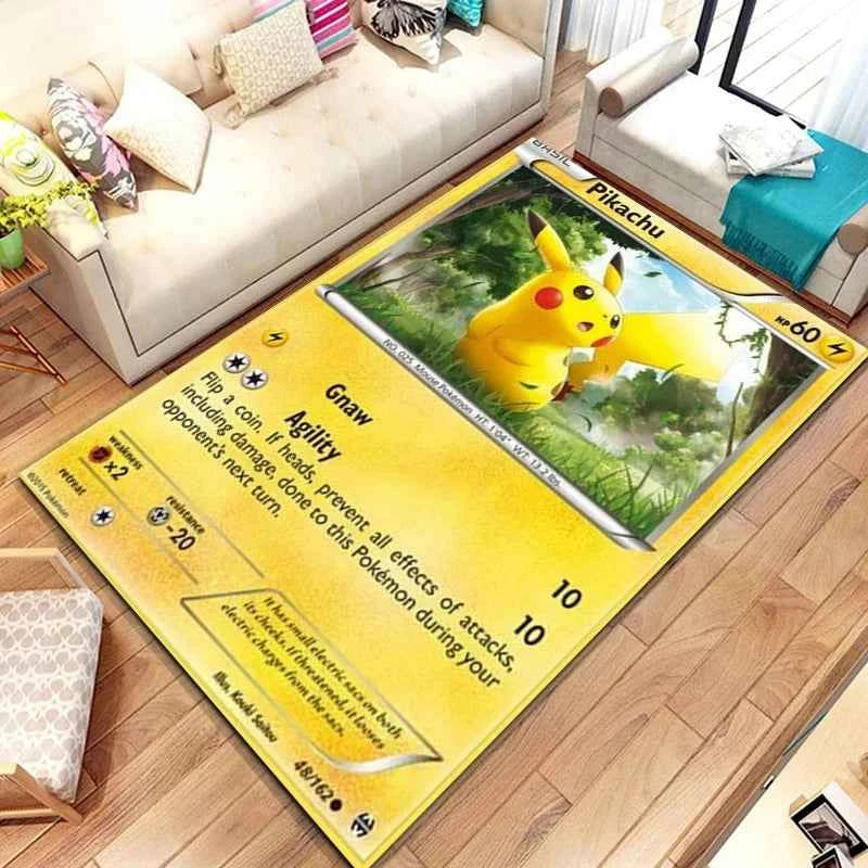 Pokemon Anime Card Pattern Large Area Rug 3D Carpet for Home Living Room Children's Bedroom Sofa Non-slip Kids Doormat Decor M