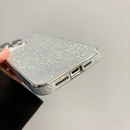 Luxury Bling Glitter Leather Case For iPhone 16 15 14 13 12 11 Pro Max Sparkling Soft Silicone Shockproof Plating Bumper Cover