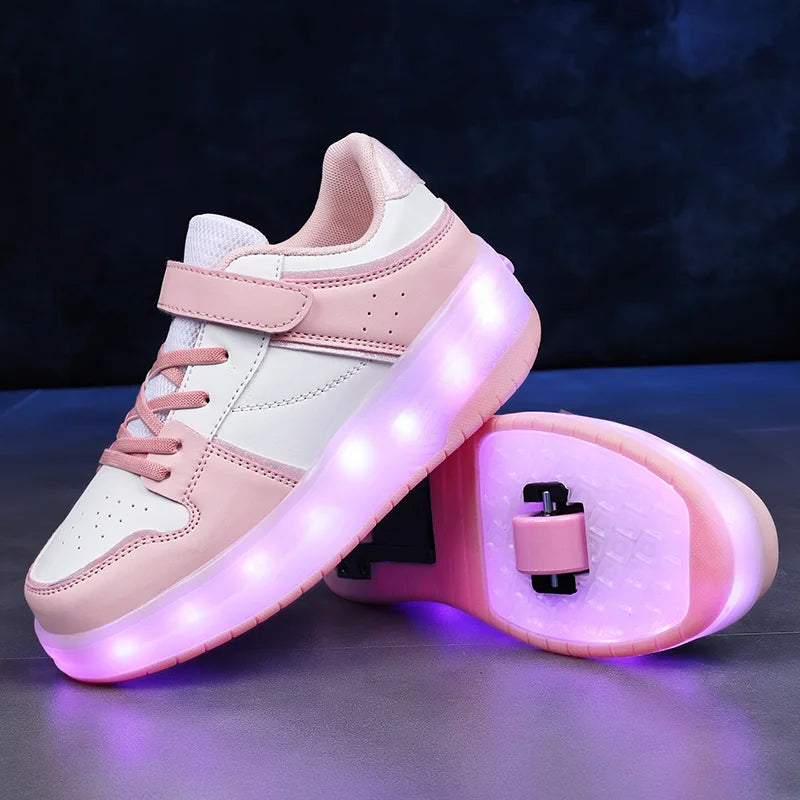 Children's shoes new roller skates walking shoes Children's sports shoes elementary school roller shoes flashing roller skates