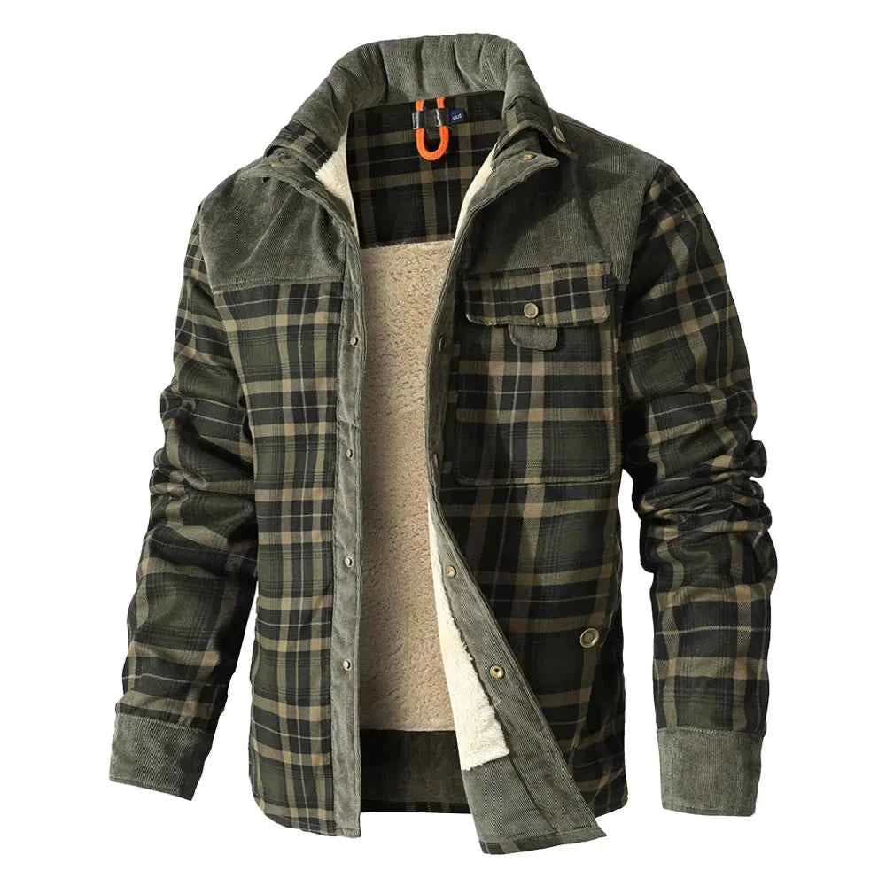Men's Jackets Winter Windproof Warm Casual Bomber Coat Plaid Sherpa Lined Flannel Outdoor Classic Jacket Men US Size