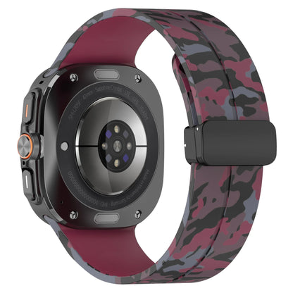Camouflage Band for Samsung Galaxy Watch Ultra 47mm Silicone Magnetic Bracelet for Galaxy Watch 7 Ultra Replacement Watchband
