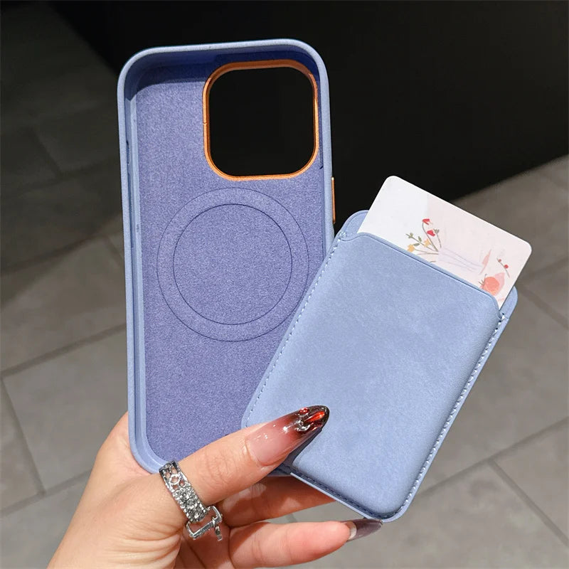 Magnetic Detachable PU Leather 2-in-1 Card Holder Shockproof Phone Case for iPhone 13/14/15/16 Pro Max Plus with Magsafe