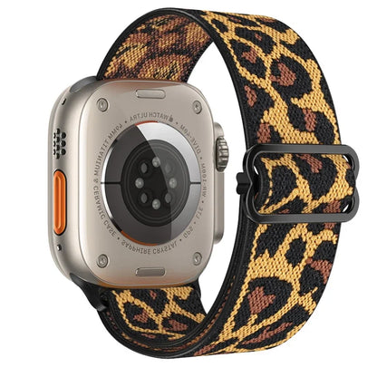Nylon Band for Apple Watch Straps 44mm 45mm Ultra 2 49mm Series 10 8 7 38/42mm/46mm Elastic Bracelet iWatch 9 6 5 4 3 Se 40/41mm