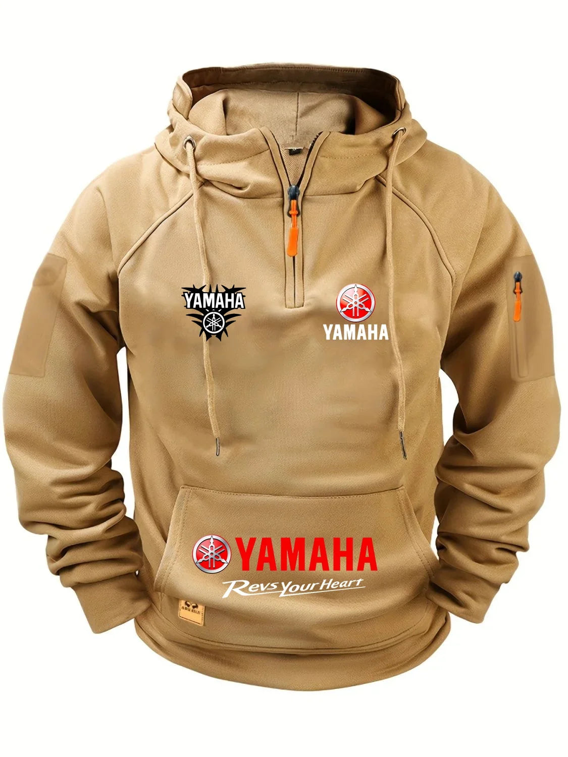 2026 Yamaha Autumn/Winter Retro Heavyweight Men’s Fleece Hooded Sweatshirt – Long-Sleeved Motorcycle Casual Jacket