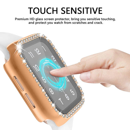 Screen Protector Case For Apple Watch 41mm 45mm 40mm 44mm Diamond Full Cover Bumper + Glass for iWatch Series 9 8 7 6 Se 5 4 3 2