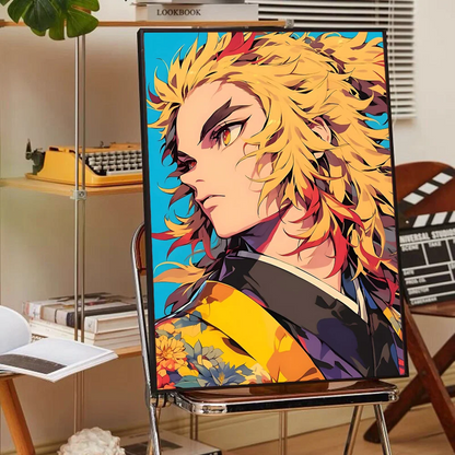 Anime Demon Slayer R-Rengoku Kyoujurou Poster Anime Posters Sticky HD Quality Wall Art Retro Posters for Home Kawaii Room Decor