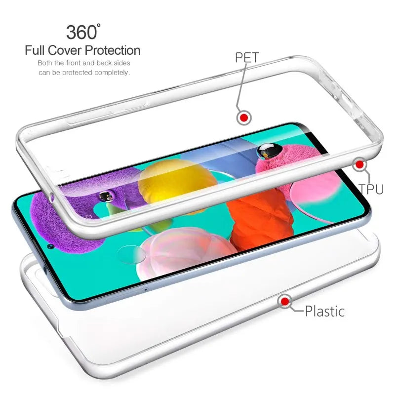 Double Silicone Case for Samsung Galaxy A54 A73 S20 FE S24 Ultra S23 Plus A13 A52 A72 A14 A53 A33 A34 360 Full Protection Cover