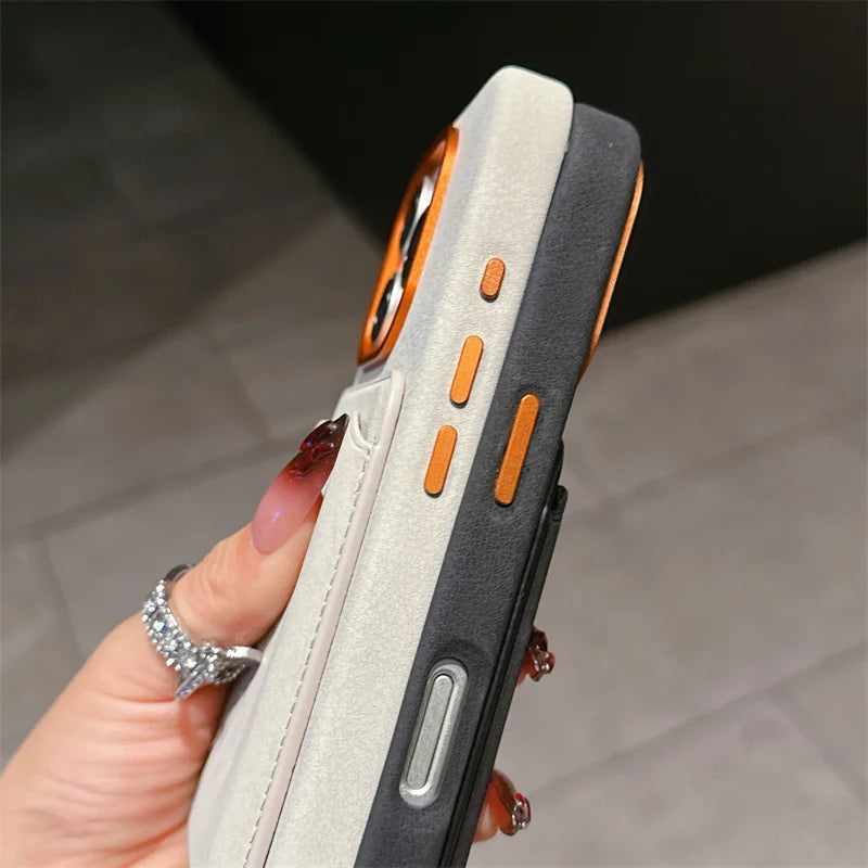 Magnetic Detachable PU Leather 2-in-1 Card Holder Shockproof Phone Case for iPhone 13/14/15/16 Pro Max Plus with Magsafe