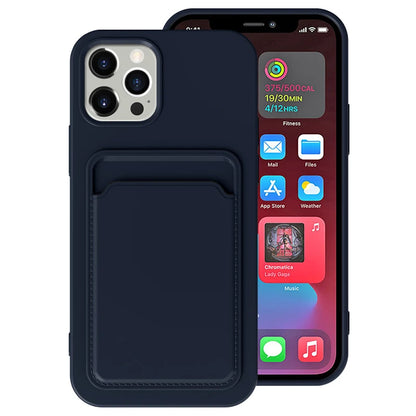 Push Card Slot Matte Soft TPU Bumper Case For iPhone 16 15 14 13 12 11 Pro Max Plus Mini X XS XR Max Shockproof Wallet Cover