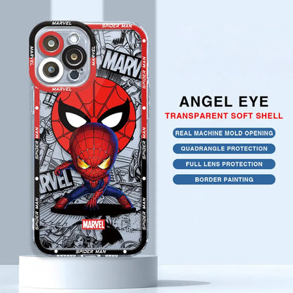 Venomm Spiderr man Case for Apple iPhone 11 12 Pro XR 7 8 14 Pro Max SE 13 Mini 15 Plus XS Max Capa Transparent Soft Cover