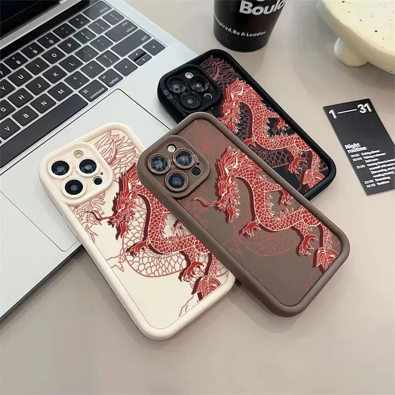 Luxury Fashion China East Dragon Soft Phone Case For iPhone 11 12 13 14 15 Pro Max XR XS X 7 8 Plus SE 2020 Silicone INS Covers