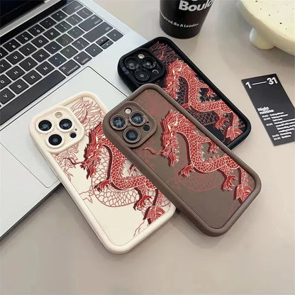 Luxury Fashion China East Dragon Soft Phone Case For iPhone 11 12 13 14 15 Pro Max XR XS X 7 8 Plus SE 2020 Silicone INS Covers